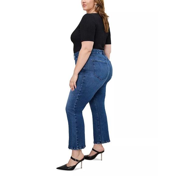 Good American Women Indigo 891 Good Legs Cropped Mini Bootcut Jeans Size 16 - Picture 4 of 6